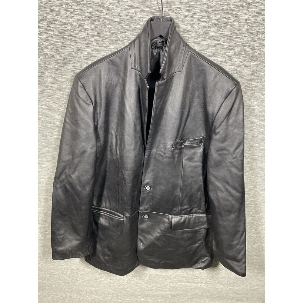 ALFANI Black Gen. Leather Men's Coat Jacket Adults Exclusively For Macy's Sz 50R